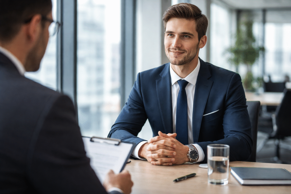 candidate explaining employment gap confidently in a job interview